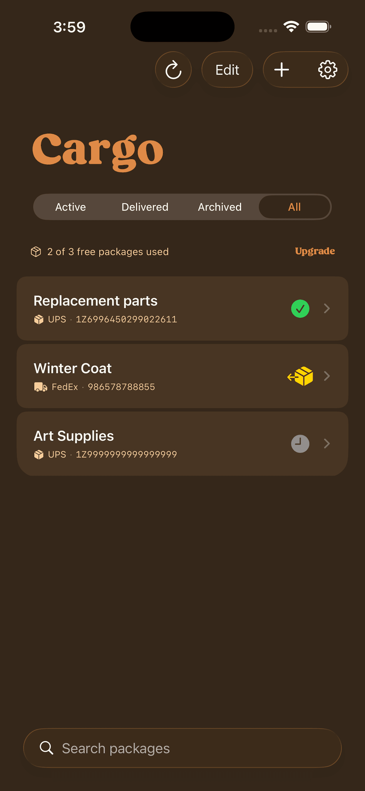 Cargo — content view