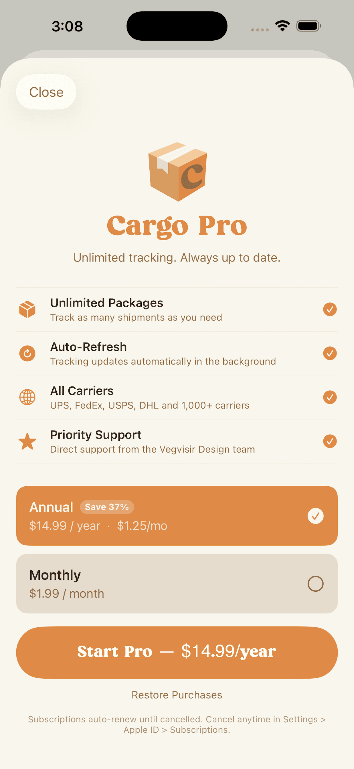 Cargo Pro — paywall